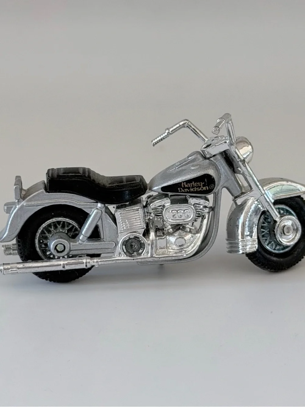 Vintage Harley Davidson 1/66 Matchbox Silver & Black Diecast Motorcycle